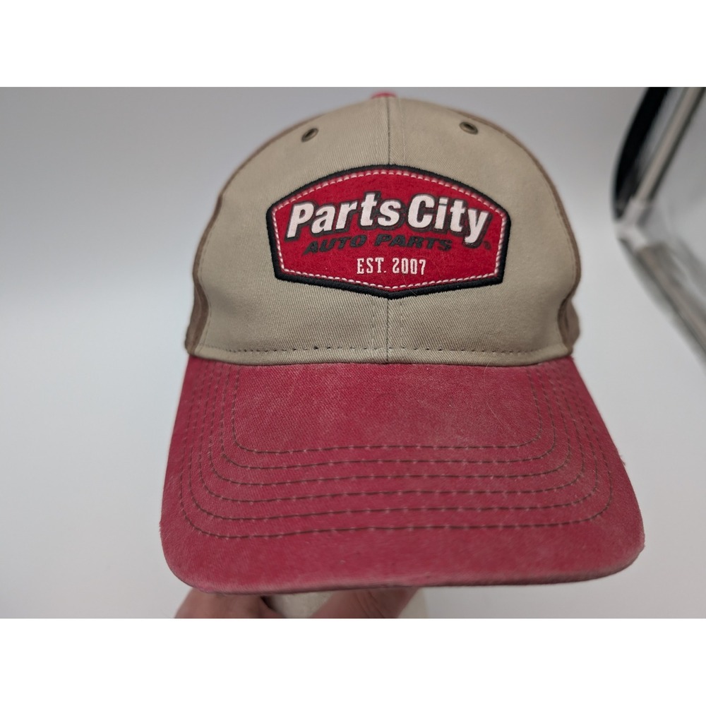 Parts City Auto Parts Hat Brown Tan Red Adjustable Strapback Baseball Cap